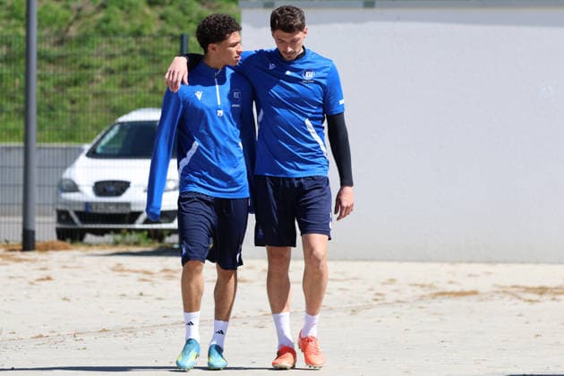 23.04.2026, xrekx, Fussball 2.Bundesliga, Karlsruher SC - Training v.l. Louey Ben Farhat (Karlsruher SC) Nicolai Rapp (Karlsruher SC) (DFL DFB REGULATIONS PROHIBIT ANY USE OF PHOTOGRAPHS as IMAGE SEQUENCES and or QUASI-VIDEO) Karlsruhe