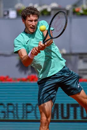 April 23, 2026, Madrid, Madrid, Spain: PABLO CARRENO BUSTA of Spain †JOMA during the Mutua Madrid Open 2026, ATP, Tennis Herren Masters 1000 and WTA, Tennis Damen 1000 tennis tournament, celebrated at Caja Magica on April 22, 2026 in Madrid, Spain. Madrid Spain - ZUMAc312 20260423_zsp_c312_108 Copyright: xOscarxManuelxSanchezx