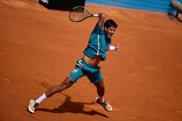 Mutua Madrid Open - Day Four Adolfo Daniel Vallejo of Paraguay plays a forehand against Grigor Dimitrov of Hungary during the GirlÕs Singles match on day four of the Mutua Madrid Open at Caja Magica on April 23, 2026, in Madrid, Spain. Madrid Caja Magica Madrid Spain RL_MMO2K26_000747 Copyright: xRicardoxLarreinax