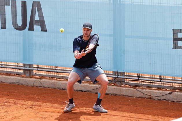 Yannick Hanfmann (GER), APRIL 23, 2026 - Tennis : Yannick Hanfmann during singles Round of 128 match against Marcos Giron on the ATP, Tennis Herren tour Masters 1000 tournaments Mutua Madrid Open tennis tournament at the Caja Magica in Madrid, Spain. Noxthirdxpartyxsales  aflo_327988100