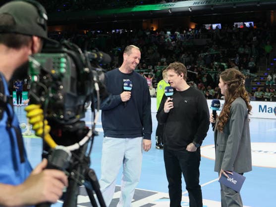 GER HBL Saison 2025 2026 FÜCHSE Berlin vs VfL Gummersbach, 23.04.26, Max-Schmeling-Halle, Berlin, Interview, DYN, Nikolej KRICKAU (Füchse Berlin_Trainer), Pascal Hens