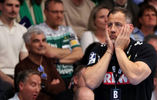 23.04.2026, Deutschland, Göppingen, Handball DAIKIN HBL Bundesliga, FRISCH AUF! Göppingen vs. Rhein-Neckar Löwen, RNL Trainer Maik Machulla