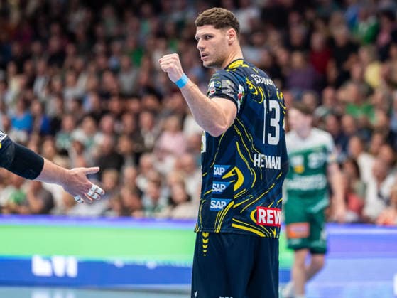 Sebastian Heymann (Rhein-Neckar Loewen, 13) ballt die Jubelfaust, Frisch Auf Goeppingen vs. Rhein-Neckar Loewen, Handball, 1. Bundesliga, Herren, Spielzeit 2025 2026, 23.04.2026, Frisch Auf Goeppingen vs. Rhein-Neckar Loewen, Handball, 1. Bundesliga, Herren, Spielzeit 2025 2026, 23.04.2026 Goeppingen Copyright: xEibner-Pressefoto MichaelxSchmidx EP_MST