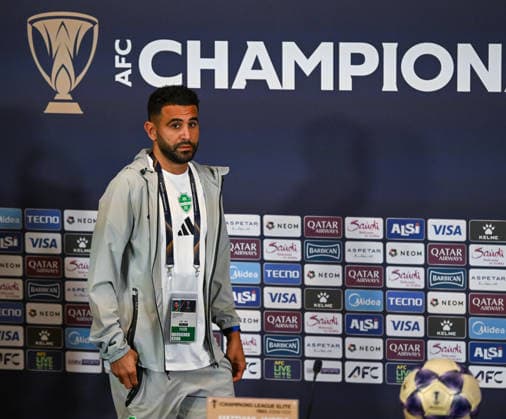 JEDDAH, SAUDI ARABIA - 24 April: Riyad Mahrez at the pre-match press conference, PK, Pressekonferenz ahead of the AFC Champions League Elite 2026 final.