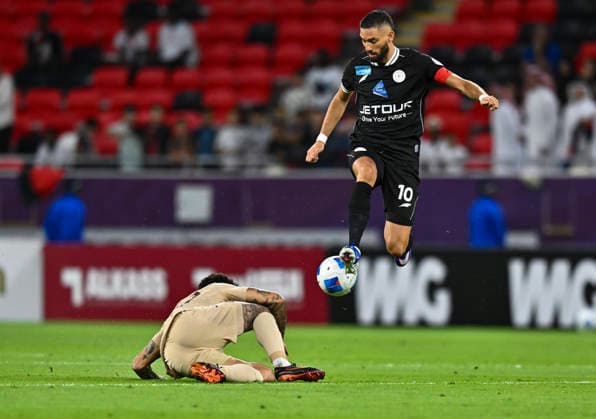 Al Rayyan SC vs Al-Shabab SC AGCFF Gulf Club Champions League Final Gregore (bottom) of Al Rayyan SC and Yannick Carrasco of Al-Shabab SC compete during the AGCFF Gulf Club Champions League Final football match between QatarÕs Al Rayyan SC and Saudi Arabia s Al-Shabab SC at Ahmad bin Ali Stadium in Al Rayyan, Qatar, on April 23, 2026. DOHA Qatar Copyright: xNOUSHADx