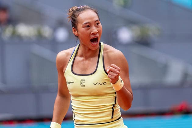 Mutua Madrid Open - Day Five MADRID, SPAIN - APRIL 24: Qinwen Zheng of China celebrates against Sofia Kenin of United States in their round of 64 match during the Mutua Madrid Open 2026 tournament celebrated at La Caja Magica on April 24, 2026 in Madrid, Spain. Madrid La Caja Magica Madrid Spain Copyright: xAlbertoxGardinx AGardin_20260424_Tennis_Madrid_Day5_0142