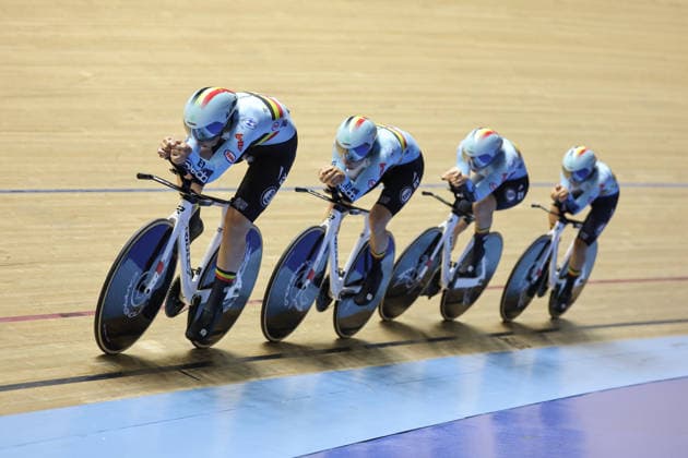 UCI Track World Cup: Nilai Picture by Alex Whitehead SWpix.com - 24 04 2026 - Cycling - UCI Track World Cup: Nilai - Velodrom Nasional Malaysia, Nilai, Malaysia - Women™s Team Pursuit - For Bronze - Katrijn De Clercq (Belgium), HÃ lene Hesters (Belgium), Marith Vanhove (Belgium), Luca Vierstraete (Belgium) Nilai Velodrom Nasional Malaysia Malaysia Copyright: x xSWpix.comx(t axPhotographyxHubxLtd)xAlexxWhitehead SWpix.comx SWP-3030-13054