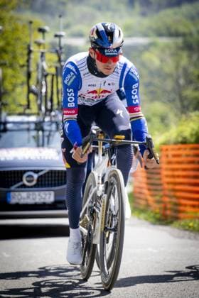 Belgian Remco Evenepoel of Red Bull-BORA-hansgrohe pictured in action during a training and track reconnaissance session, ahead of the Liege-Bastogne-Liege one day cycling race, Friday 24 April 2026. JASPERxJACOBS  x171837346x