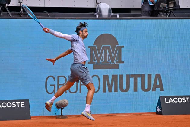April 24, 2026, Madrid, Madrid, Spain: LORENZO MUSETTI of italy - NIKE during the Mutua Madrid Open 2026, ATP, Tennis Herren Masters 1000 and WTA, Tennis Damen 1000 tennis tournament, celebrated at Caja Magica on April 24, 2026 in Madrid, Spain. Madrid Spain - ZUMAc312 20260424_zsp_c312_278 Copyright: xOscarxManuelxSanchezx