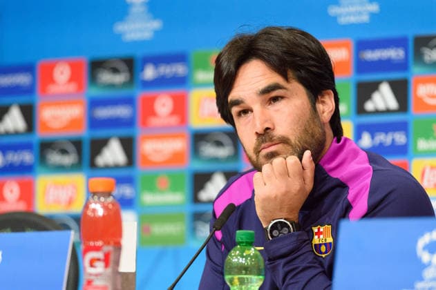MUNICH, GERMANY - APRIL 25: Head coach Pere Romeu FC Barcelona, Barca during the press conference, PK, Pressekonferenz before the UEFA Champions League 2025 26 of FC Barcelona at Allianz Arena on April 25, 2026 in Munich, Germany (Photo by Sven Beyrich Sports Press Photo)  Copyright: xSvenxBeyrich SportsxPressxPhotox Sportspressphoto_SPR135102