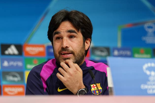 Pere Romeu FC Barcelona, Barca Chef-Trainer) bei der Pressekonferenz, GER, Internationale Pressekonferenz, FC Barcelona, Fussball, UEFA Womens Champions League, Halbfinale, Hinspiel, Saison 2025 2026, 24.04.2026, GER, Internationale Pressekonferenz, FC Barcelona, Fussball, UEFA Womens Champions League, Halbfinale, Hinspiel, Saison 2025 2026, 24.04.2026 Muenchen Copyright: xEibner-Pressefoto JennixMaulx EP_JML