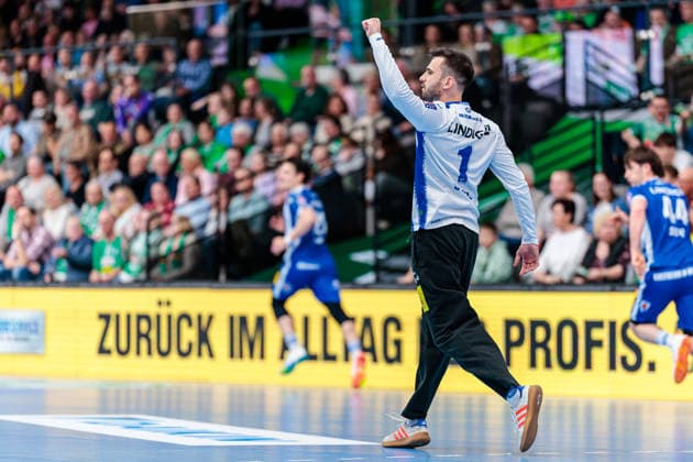 Matija Spikic (ThSV Eisenach, 01) im Jubel GER, GWD Minden vs. ThSV Eisenach, Handball, 1. Bundesliga, 29. Spieltag, Spielzeit 2025 2026, 24.04.2026 GER, GWD Minden vs. ThSV Eisenach, Handball, 1. Bundesliga, 29. Spieltag, Spielzeit 2025 2026, 24.04.2026 Minden Copyright: xEibner-Pressefoto JanxRollingerx EP_JSK