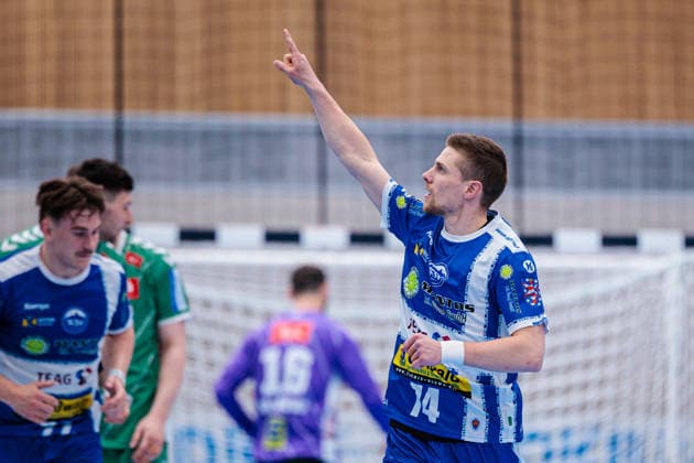 Peter Walz (ThSV Eisenach, 14) im Torjubel GER, GWD Minden vs. ThSV Eisenach, Handball, 1. Bundesliga, 29. Spieltag, Spielzeit 2025 2026, 24.04.2026 GER, GWD Minden vs. ThSV Eisenach, Handball, 1. Bundesliga, 29. Spieltag, Spielzeit 2025 2026, 24.04.2026 Minden Copyright: xEibner-Pressefoto JanxRollingerx EP_JSK