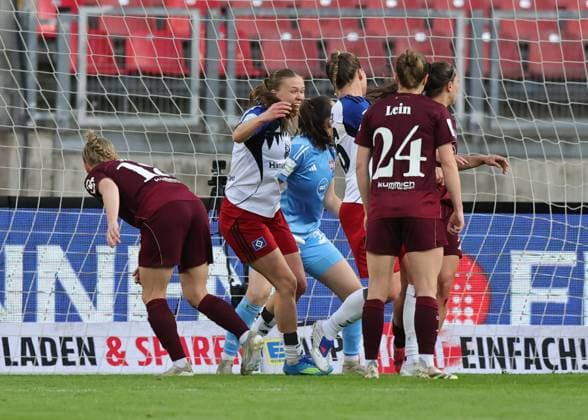 24.04.2026 - Fussball - Saison 2025 2026 - 1. Frauen - Fussball - Bundesliga - 23. Spieltag: 1. FC Nürnberg FCN ( Club ) - Hamburger SV HSV - Sportfoto Zink DaMa - xdaxmax - Jubel Freude Torjubel nach Tor zum 0:1 - Annaleen Katharina Böhler (6, Hamburger SV ) jubelt freut sich - Torschütze: Annaleen Katharina Böhler (6, Hamburger SV )