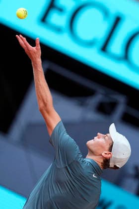 Jannik Sinner, Italy, during Madrid Open Tennis 2025 match. April 24, 2026. (20260424973)