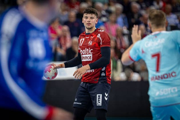 DAIKIN HBL: SG Flensburg-Handewitt vs MT Melsungen; 24.04.26 Marko Grgic (Nr.17, SG Flensburg-Handewitt) im Angriff DAIKIN HBL: SG Flensburg-Handewitt vs MT Melsungen, GP JOULE Arena am 24.04.26 Copyright: xBEAUTIFULxSPORTS MarioxM.xKobergx
