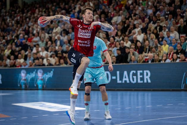 DAIKIN HBL: SG Flensburg-Handewitt vs MT Melsungen; 24.04.26 Emil Jakobsen (Nr.31, SG Flensburg-Handewitt) im Angriff DAIKIN HBL: SG Flensburg-Handewitt vs MT Melsungen, GP JOULE Arena am 24.04.26 Copyright: xBEAUTIFULxSPORTS MarioxM.xKobergx