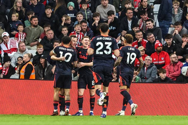 Premier League: Sunderland v Nottingham Forest Chris Wood of Nottingham Forest celebrates his goal to make it 0-2 during the Premier League match Sunderland vs Nottingham Forest at Stadium Of Light, Sunderland, United Kingdom on 24 April 2026 (Photo by Alfie Cosgrove News Images) Sunderland Stadium Of Light Tyne and Wear United Kingdom Copyright: xAlfiexCosgrove NewsxImagesx