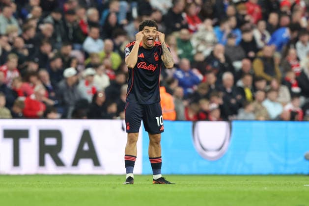 Sunderland, England, 24th April 2026. Morgan Gibbs-White of Nottingham Forest reacts during the Sunderland vs Nottingham Forest Premier League match at the Stadium Of Light, Sunderland. Picture credit should read: Nigel Roddis Sportimage EDITORIAL USE ONLY. No use with unauthorised audio, video, data, fixture lists, club league logos or live services. Online in-match use limited to 120 images, no video emulation. No use in betting, games or single club league player publications. SPI_027_NR_SUND_NOTT SPI-4720-0026