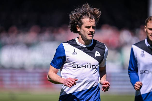 25.04.2026, Fussball, 2. Bundesliga, 31. Spieltag Saison 2025 2026, Preußen Münster - DSC Arminia Bielefeld, Mael Corboz (DSC Arminia Bielefeld) xRHR-FOTO TKx
