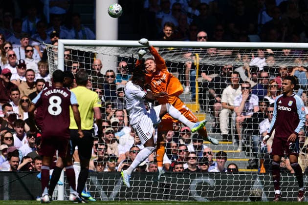 Fulham v Aston Villa, Premier League Fulham goalkeeper Bernd Leno (1) makes an important save during the Premier League match between Fulham and Aston Villa at Craven Cottage, London, UK on 25 April 2026. London Craven Cottage Greater London UK Editorial use only DataCo restrictions apply See www.football-dataco.com , Copyright: xDennisxGoodwinx PSI-24149-0096