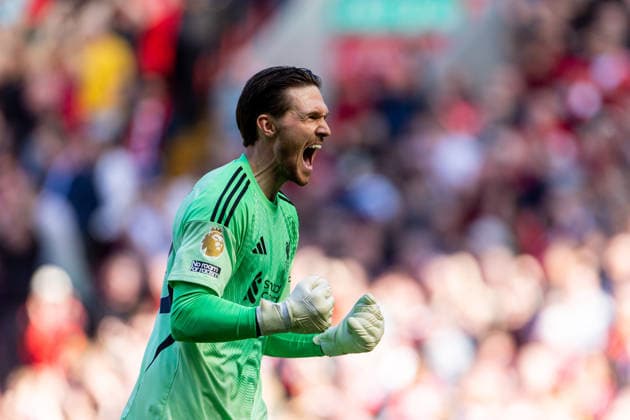 Football - FA Premier League - Liverpool FC v Crystal Palace FC LIVERPOOL, ENGLAND - Saturday, April 25, 2026: Liverpool s goalkeeper Freddie Woodman celebrates his side scoring the second goal from his clearance during the FA Premier League match between Liverpool FC and Crystal Palace FC at Anfield. (Photo by David Rawcliffe Propaganda) LIVERPOOL Anfield MERSEYSIDE ENGLAND  Copyright: xDavidxRawcliffex P2026-04-25-Liverpool_Crystal_Palace-66