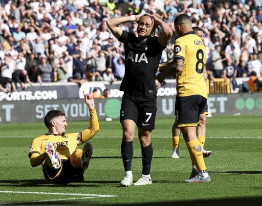 Wolverhampton Wanderers v Tottenham Hotspur, FA Premier League 25.04.26 Wolverhampton Wanderers v Tottenham Hotspur, FA Premier League Bradley Ormesher The Times Xavi Simons of Tottenham after missed chance  Copyright: xBradleyxOrmesherx NINTCHDBPICT001076160307