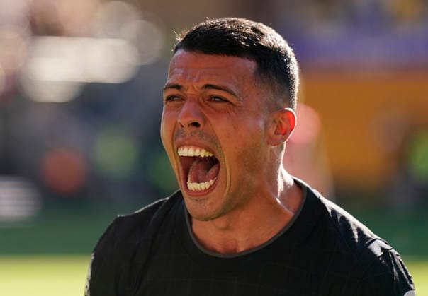 Wolverhampton, England, 25th April 2026. Pedro Porro of Tottenham celebrates at the final whistle during the Wolverhampton Wanderers vs Tottenham Hotspur Premier League match at Molineux, Wolverhampton. Picture credit should read: Andrew Yates Sportimage EDITORIAL USE ONLY. No use with unauthorised audio, video, data, fixture lists, club league logos or live services. Online in-match use limited to 120 images, no video emulation. No use in betting, games or single club league player publications. SPI_032_AY_WOLVES_SPURS SPI-4731-0031