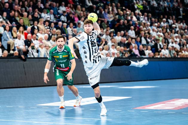 25.04.2026, xdobgx, Handball Daikin HBL, THW Kiel - SC DHfK Leipzig v.l. Lukas Zerbe (Kiel, 24) beim Siebenmeter Kiel