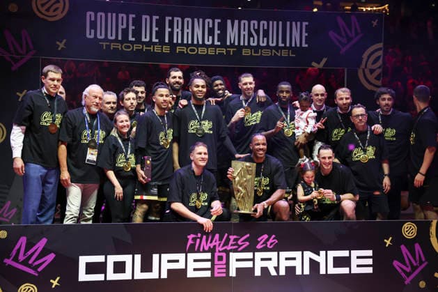 BASKETBALL : Le Mans Vs Monaco - Finale coupe de France masculine - 25 04 2026 Joie Monaco ParisFrance  Copyright: xMichaelxBaucherx