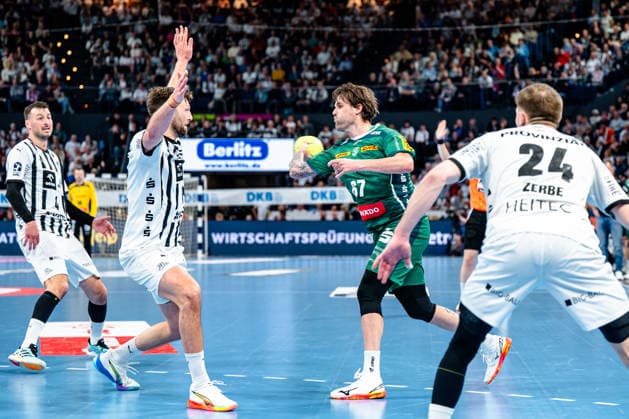 25.04.2026, xdobgx, Handball Daikin HBL, THW Kiel - SC DHfK Leipzig v.l. Harald Reinkind (Kiel, 6), Dean BombaÄ (SC DHfK Leipzig Verein, 67) Kiel