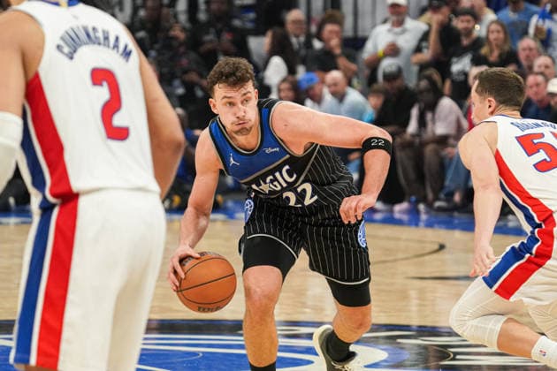 Detroit Pistons at Orlando Magic, Orlando, Florida, USA Orlando, Florida, USA, April 25, 2026, Orlando Magic player Franz Wagner 22 moving upcourt at the Kia Center. Copyright: xMartyxJean-Louisx