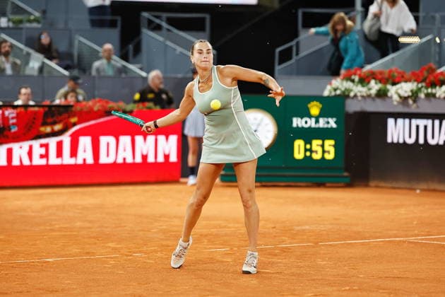 Aryna Sabalenka (BLR), APRIL 25, 2026 - Tennis : Aryna Sabalenka during singles round of 32 match against Jaqueline Cristian on the WTA, Tennis Damen tour 1000 tournaments Mutua Madrid Open tennis tournament at the Caja Magica in Madrid, Spain. Noxthirdxpartyxsales  aflo_328278366
