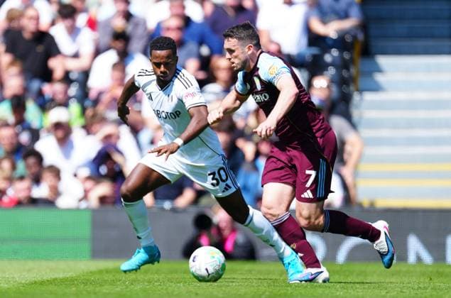Ryan Sessegnon of Fulham and John McGinn of Aston Villa Fulham v Aston Villa, Premier League, Football, Craven Cottage, London, UK - 25 Apr 2026London Craven Cottage United Kingdom EDITORIAL USE ONLY No use with unauthorised audio, video, data, fixture lists, club league logos or live services. Online in-match use limited to 120 images, no video emulation. No use in betting, games or single club league player publications. Copyright: xJavierxGarcia Shutterstockx 16838778eq