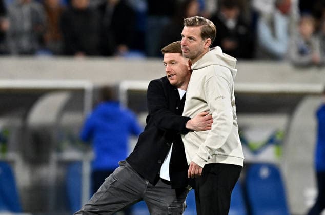 25.04.2026, xfux, Fussball 2.Bundesliga, SV Darmstadt 98 - SV Elversberg v.l. Sportlicher Leiter Sportdirektor Paul Fernie (SV Darmstadt 98), Trainer Florian Kohfeldt (SV Darmstadt 98) (DFL DFB REGULATIONS PROHIBIT ANY USE OF PHOTOGRAPHS as IMAGE SEQUENCES and or QUASI-VIDEO) Darmstadt *** 25 04 2026, xfux, Fussball 2 Bundesliga, SV Darmstadt 98 SV Elversberg v l Sporting Director Paul Fernie SV Darmstadt 98 , Coach Florian Kohfeldt SV Darmstadt 98 DFL DFB REGULATIONS PROHIBIT ANY USE OF PHOTOGRAPHS as IMAGE SEQUENCES and or QUASI VIDEO Darmstadt