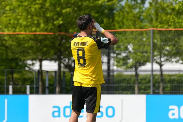 Sonntag, 26.04.2026 Saison 2025 2026 U17, U 17 Achtelfinale Deutsche Meisterschaft im BVB Fußballpark Hohenbuschei, Dortmund, Germany. BV Borussia Dortmund U17 - VfL Borussia Mönchengladbach U17. Ioannis Christos Kostoglou (BVB)