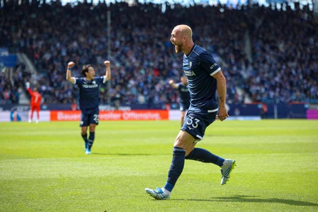 26.04.2026, GER, Fussball, Herren, 2. BL, Saison 2025 2026, Vfl Bochum vs SpVgg Greuther Fürth Philipp Hofmann (Bochum) Torjubel, jubelt nach seinem Treffer zum 2 Bochum vonovia Ruhrstadion Nordrhein-Westfalen Deutschland