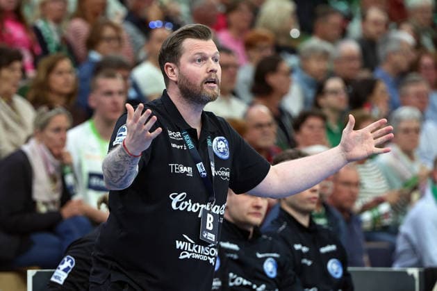 26.04.2026, xovx, Handball Daikin Handball Bundesliga, HSG Wetzlar - Bergischer HC Trainer Arnor Thor Gunnarsson (Bergischer HC). Wetzlar Buderus-Arena Hessen Deutschland (DE)