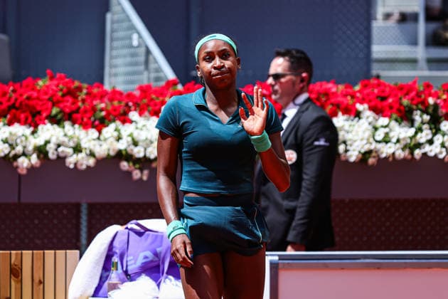 Mutua Madrid Open 2026 - Day 7 Coco Gauff of the United States celebrates during her Women s Singles match against Sorana Cirstea of Romania on Day Seven of the Mutua Madrid Open at La Caja Magica on April 26, 2026, in Madrid, Spain. Madrid Madrid Spain  Copyright: xMiguelxReisx originalFilename:reis-notitle260426_npavd.jpg