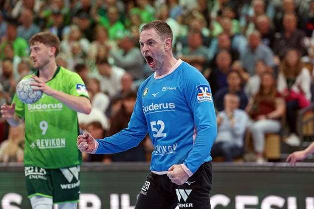 26.04.2026, xovx, Handball Daikin Handball Bundesliga, HSG Wetzlar - Bergischer HC Jubel bei Andreas Palicka (HSG Wetzlar) Wetzlar Buderus-Arena Hessen Deutschland (DE)