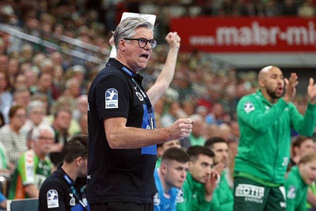 26.04.2026, xovx, Handball Daikin Handball Bundesliga, HSG Wetzlar - Bergischer HC Jubel bei Trainer Runar Sigtryggsson (HSG Wetzlar) Wetzlar Buderus-Arena Hessen Deutschland (DE)