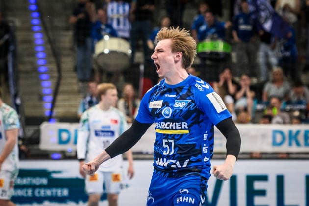 Jakob Nigg (TVB Stuttgart, 57) - Jubel, Jubelschrei GER, TVB Stuttgart - SC Magdeburg, DAIKIN HBL, Handball, Bundesliga, 29. Spieltag, Spielzeit 2025 2026, 26.04.2026 GER, TVB Stuttgart - SC Magdeburg, DAIKIN HBL, Handball, Bundesliga, 29. Spieltag, Spielzeit 2025 2026, 26.04.2026 Stuttgart Copyright: xSandyxDinkelackerx EP_SDR