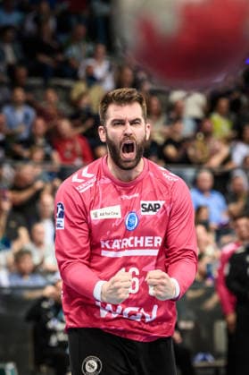 Miljan Vujovic (TVB Stuttgart, 16) - Jubelschrei, Jubel GER, TVB Stuttgart - SC Magdeburg, DAIKIN HBL, Handball, Bundesliga, 29. Spieltag, Spielzeit 2025 2026, 26.04.2026 GER, TVB Stuttgart - SC Magdeburg, DAIKIN HBL, Handball, Bundesliga, 29. Spieltag, Spielzeit 2025 2026, 26.04.2026 Stuttgart Copyright: xSandyxDinkelackerx EP_SDR