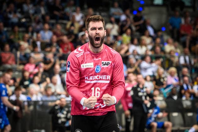 Miljan Vujovic (TVB Stuttgart, 16) - Jubelschrei, Jubel GER, TVB Stuttgart - SC Magdeburg, DAIKIN HBL, Handball, Bundesliga, 29. Spieltag, Spielzeit 2025 2026, 26.04.2026 GER, TVB Stuttgart - SC Magdeburg, DAIKIN HBL, Handball, Bundesliga, 29. Spieltag, Spielzeit 2025 2026, 26.04.2026 Stuttgart Copyright: xSandyxDinkelackerx EP_SDR