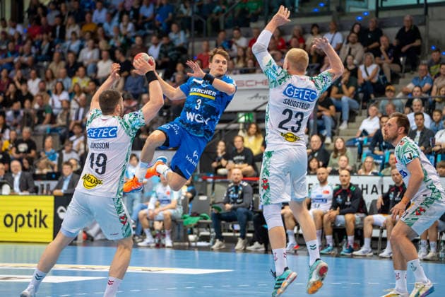 Handball I Herren I Saison 2025-2026 I Bundesliga I 29. Spieltag I TVB Stuttgart - SC Magdeburg I 26.04.2026 Max Häfner (3, TVB Stuttgart) im Wurf Stuttgart Porsche Arena Baden-Württemberg Deutschland Copyright: xLobeca MaxxPetershansx