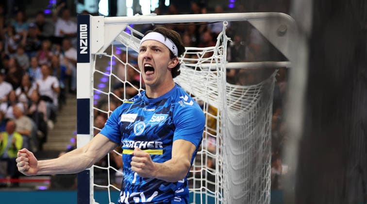 26.04.2026 Stuttgart, Handball TVB Stuttgart vs. SC Magdeburg, Kasper Thorsen Lien (TVB) jubelt