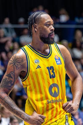 Basketball Bundesliga BBL, Frankfurt Skyliners vs. ALBA Berlin, Süwag Energie Arena Frankfurt am Main; 26.04.2026 Basketball Bundesliga BBL, Frankfurt am Main, Germany - 26.04.2026: J Wan Roberts (ALBA BERLIN, 13), Basketball Bundesliga BBL, Spiel der Frankfurt Skyliners vs. ALBA Berlin, Süwag Energie Arena Frankfurt am Main Copyright: xBEAUTIFULxSPORTS Freudensteinx