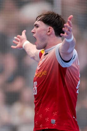 26.04.2026, 29. Spieltag der 2. Handball Bundesliga, TuSEM Essen - HC Elbflorenz 2006. Tom Wolf (TuSEM Essen) schreit. Essen Am Hallo NRW Deutschland xRHR-FOTO DEx Copyright: DennisxEwert RHR-FOTOx RHR-FOTO DE