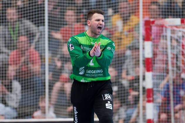 26.04.2026, 29. Spieltag der 2. Handball Bundesliga, TuSEM Essen - HC Elbflorenz 2006. Torwart Marino Mallwitz (HC Elbflorenz 2006). Essen Am Hallo NRW Deutschland xRHR-FOTO DEx Copyright: DennisxEwert RHR-FOTOx RHR-FOTO DE