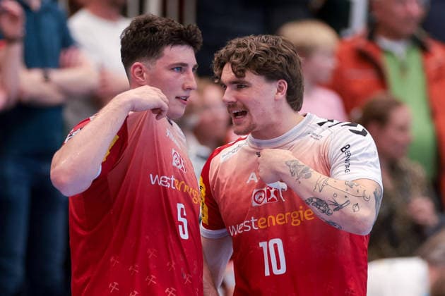 26.04.2026, 29. Spieltag der 2. Handball Bundesliga, TuSEM Essen - HC Elbflorenz 2006. v. l. Valentin Willner (TuSEM Essen), Finn Wolfram (TuSEM Essen). Essen Am Hallo NRW Deutschland xRHR-FOTO DEx Copyright: DennisxEwert RHR-FOTOx RHR-FOTO DE